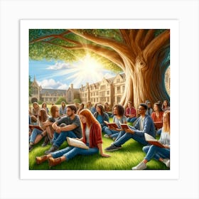 Campus Harmony Wall Print Art A Vibrant And Inspiring Depiction Of University Life, Perfect For Enhancing The Academic Spirit And Sense Of Community In Any Educational Space Poster