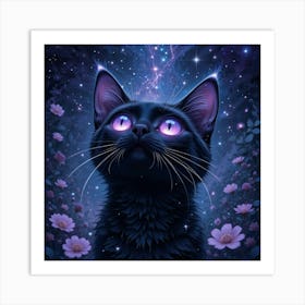 Black Cat With Purple Eyes 1 Art Print