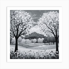 Black And White Trees Art Print