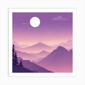 Misty mountains background in purple tone 45 Art Print