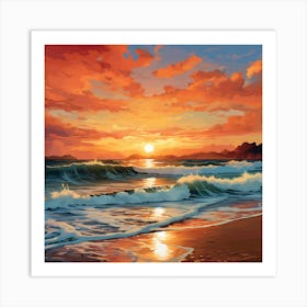 Sunset On The Beach 11 Art Print