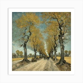 The Large Plane Trees Road Menders At Saint Rmy 1889 V 3 Art Print