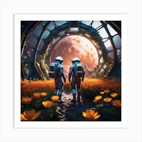 Astronaut space garden Art Print