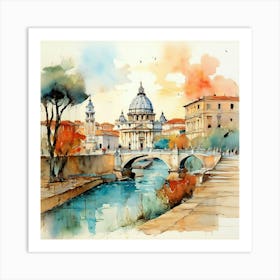 Watercolor Of Rome Art Print