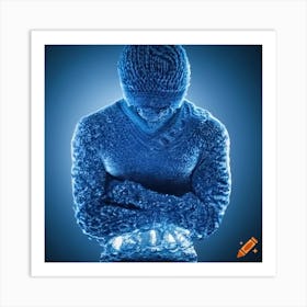 Man Made Of Water With Blue Sweater Art Print