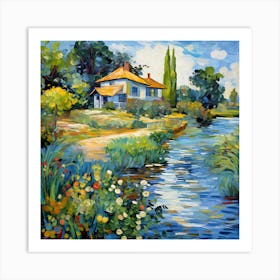 Pastel Reflections: Riverside Impressionist Symphony Art Print