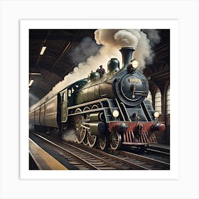 Steam Train At The Station Created using Imagine AI Art Art Print