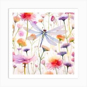 Dragonfly In The Meadow Art Print