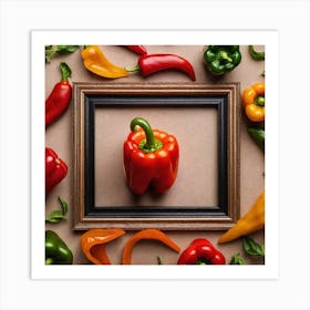 Colorful Peppers In A Frame 11 Art Print