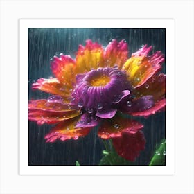 I Expect Natural Rain Falling On A Bright Flower Art Print