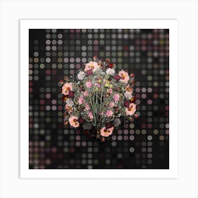Vintage Slime Lily Flower Wreath on Dot Bokeh Pattern n.0425 Art Print