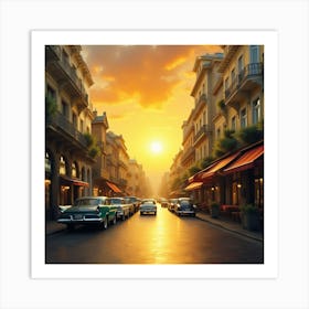 Sunset In Havana Art Print