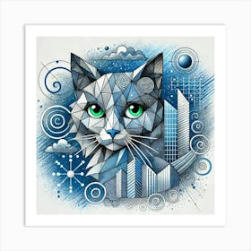 Carbon Fur City Cat Art Print