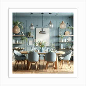 Blue dining room design Art Print