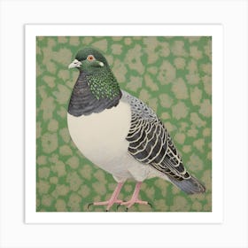 Ohara Koson Inspired Bird Painting Pigeon 2 Square Art Print