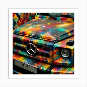 Colorful Splashes Of Paint, On A Mercedes Benz G Wagon Geometric, Abstract Art Art Print