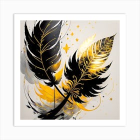 Gold Feathers Art Print