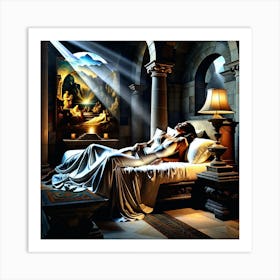 Lady In A Bed Art Print