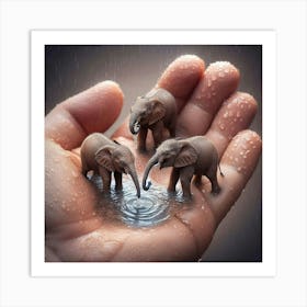 Elephants In The Rain 9 Art Print