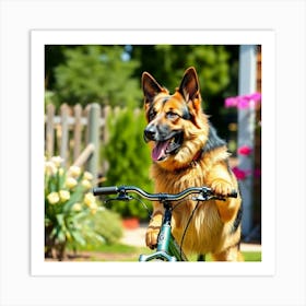 Asm German Shepherd Riding A Bike In The Garden On A S 7c05e755 Df91 4206 9e76 Ad519ce02544 Art Print