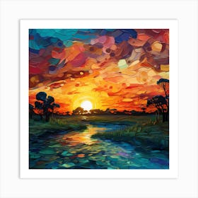 Sunset By The River 4 Art Print