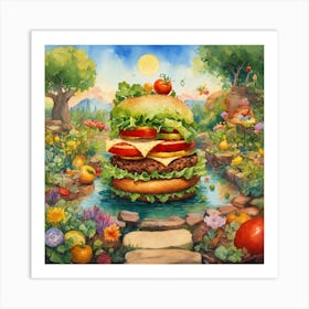 Burger In The Garden Art Print