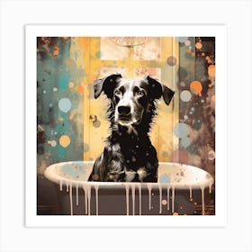 Dog In Bath Art Print