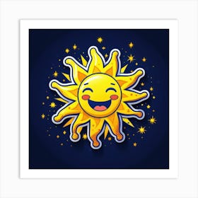 Lovely smiling sun on a blue gradient background 13 Art Print