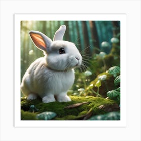 White Rabbit In The Forest 9 Art Print