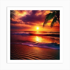 Sunset On The Beach 334 Art Print