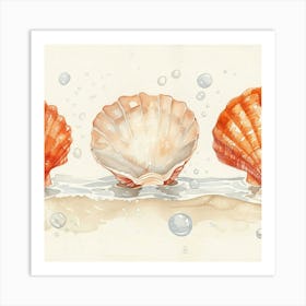 Watercolor Seashells 1 Art Print