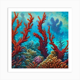 Red Coral Reef Art Print