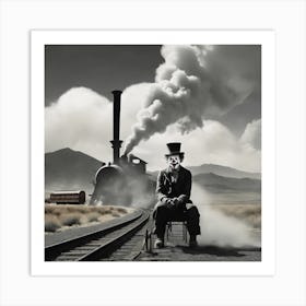 Clown, Old West, Train Art Print