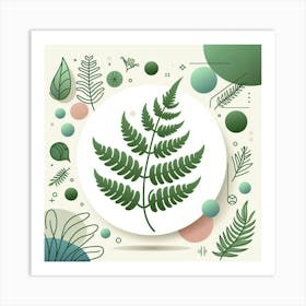 Abstraction with Green fern, Vector art 4 Art Print