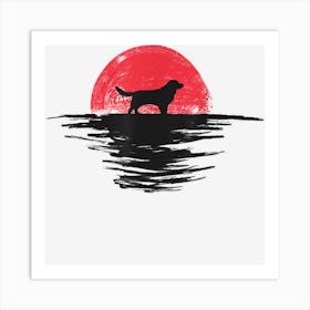 Deutscher Wachtelhund Japanese Sunset Retro Dog Red Póster