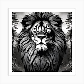 Lion In The Forest 30 Art Print