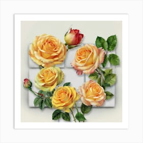 Spring flowers on a bright white wall, 10 Art Print