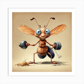 Ant With Dumbbells Art Print