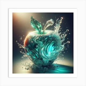 Sunny Splendor: Hyper-Detailed Apple Art with Molten Gems and Magic Glow. Art Print