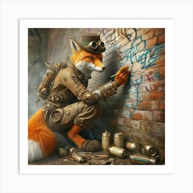 Steampunk Fox 4 Art Print