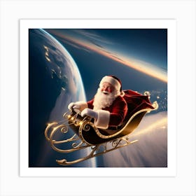 A Breathtaking Cinematic Keyframe Depicting Santa Clause Flying Over Planet Earth 1 Art Print