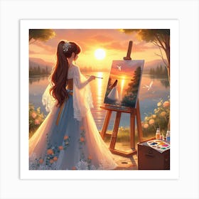 sunset painting Art Print