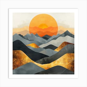 Sunset In The Mountains Canvas Print 1 Art Print