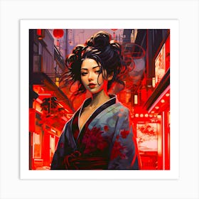 Red Geisha 1 Art Print