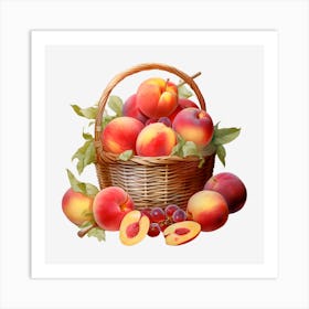 Peaches In A Basket Art Print