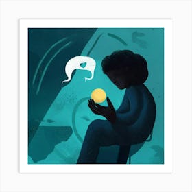 Person Holding A Golden Ball Art Print