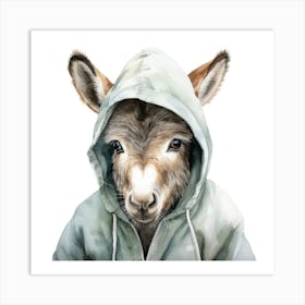 Watercolour Cartoon Mule In A Hoodie 3 Art Print