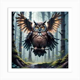 Owl In The Forest 77 Art Print