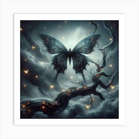 Butterfly In The Night Sky Art Print