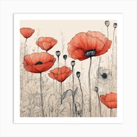 Poppies flowers 6 Art Print